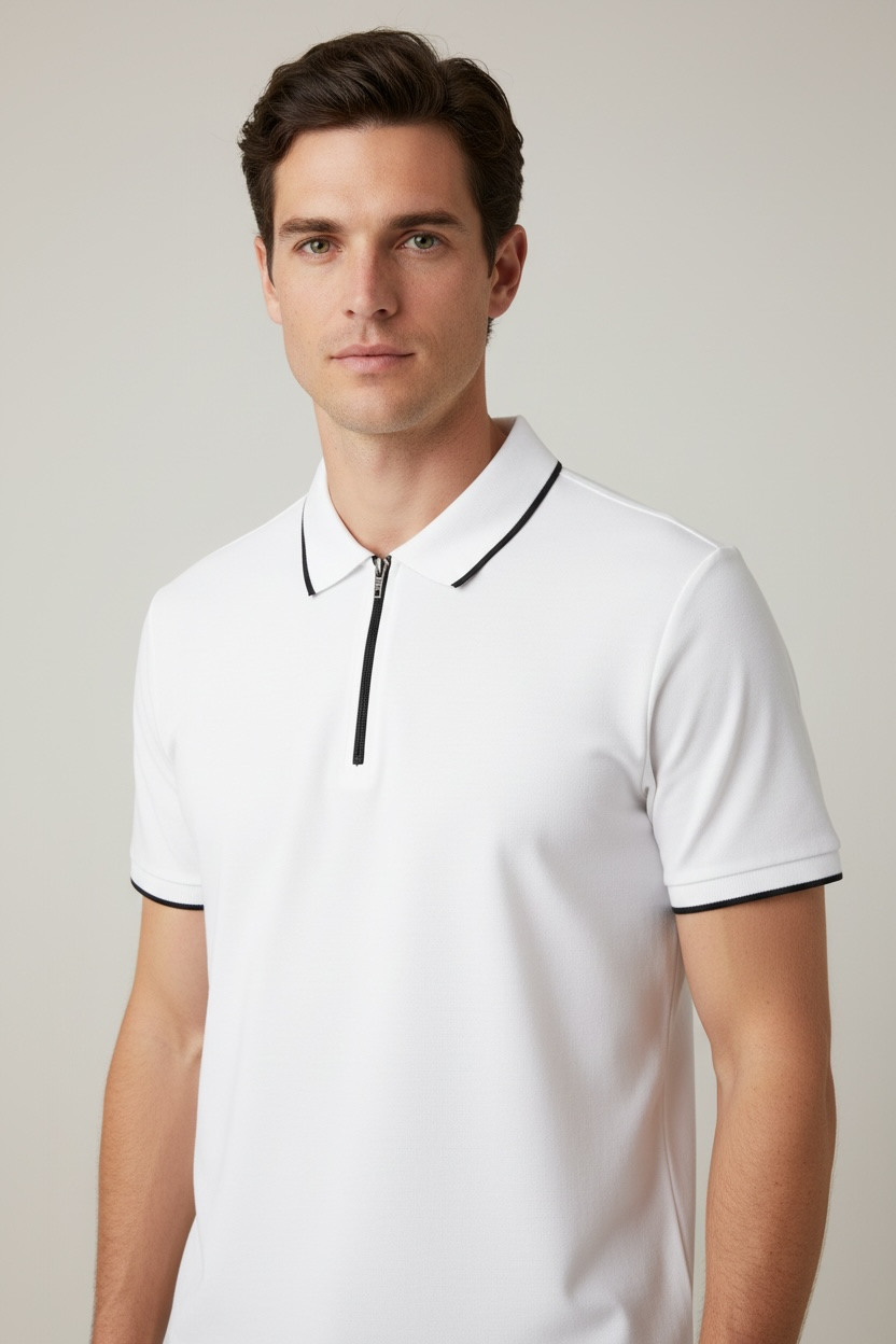 Solid Color Zipper High Quality POLO Men's Short Sleeve