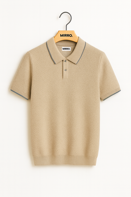 Men's Cashmere Sweater Lapel Pullover Shirt Collar Solid Color Wool Knitted With Short Sleeves