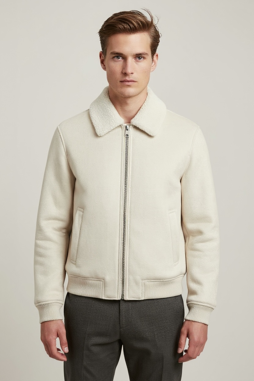 Autumn And Winter Men's American Retro Patchwork Suede Texture Effect Jacket Coat