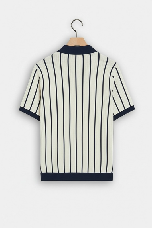 Men's Solid Color Short Sleeve Lapel Knitted