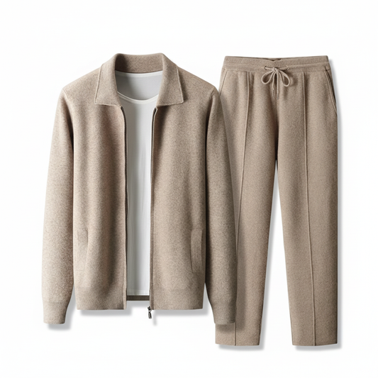 Men's Loose Lapels Thickened Oversized Knit Cardigan Suit