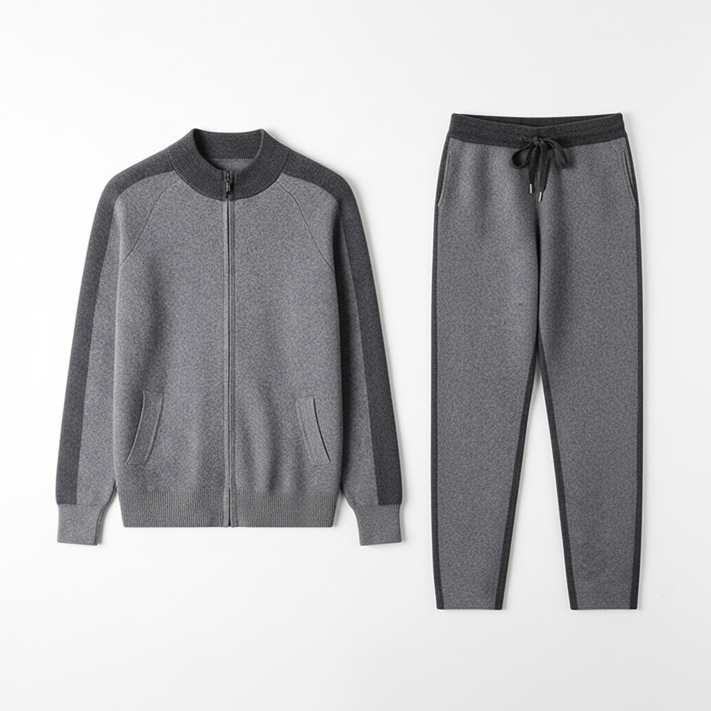 New Thickened Casual Sports Cashmere Men's Half Turtleneck Zipper Knitted Cardigan Suit