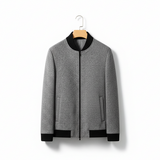 Business Casual Cotton And Thickening Stand Collar Zipper Woolen Jacket