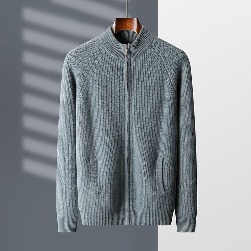 Men's Half Turtleneck Zipper Cardigan Thickened Jacket Casual