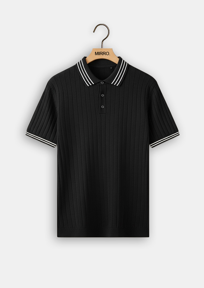 Ribbed Zip Polo