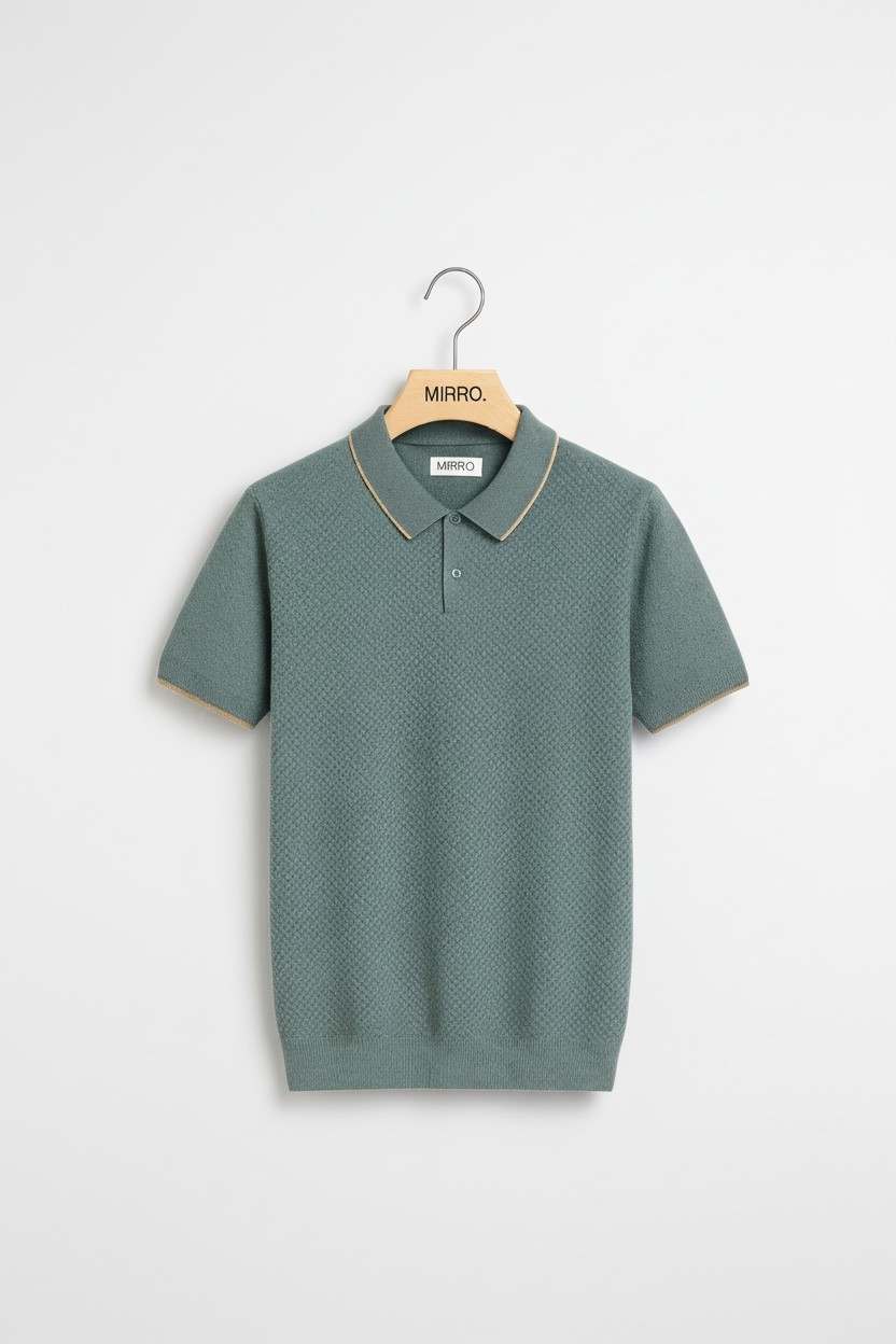 Men's Cashmere Sweater Lapel Pullover Shirt Collar Solid Color Wool Knitted With Short Sleeves