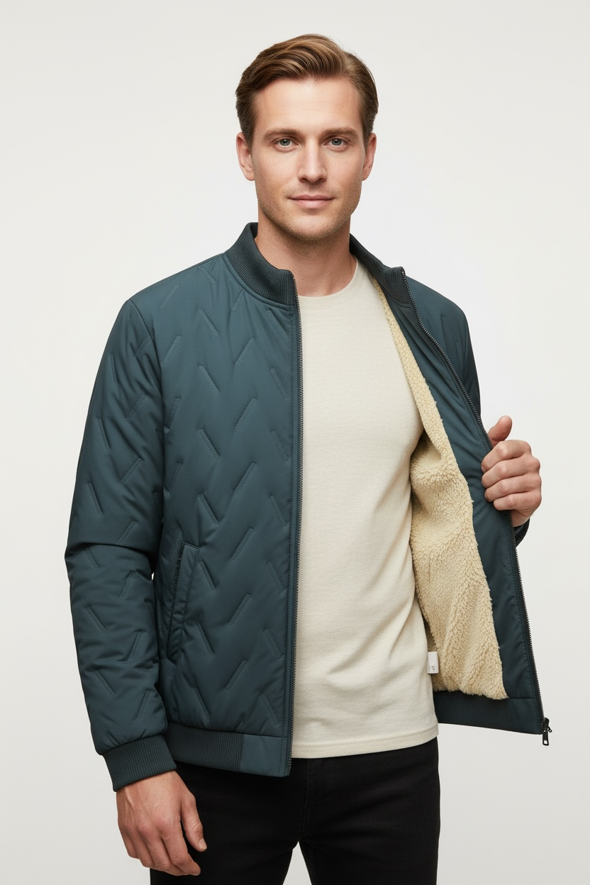 Men's Fleece-lined Warm Stand Collar Cotton-padded Coat