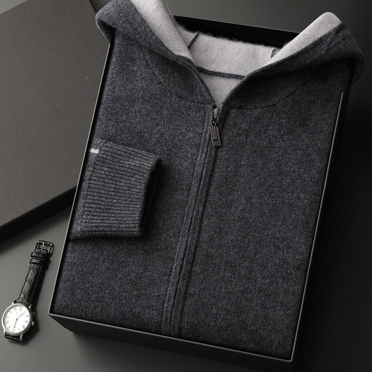 Autumn And Winter Men's Cashmere Thickened Half-high Collar Zipper Cardigan Sweater