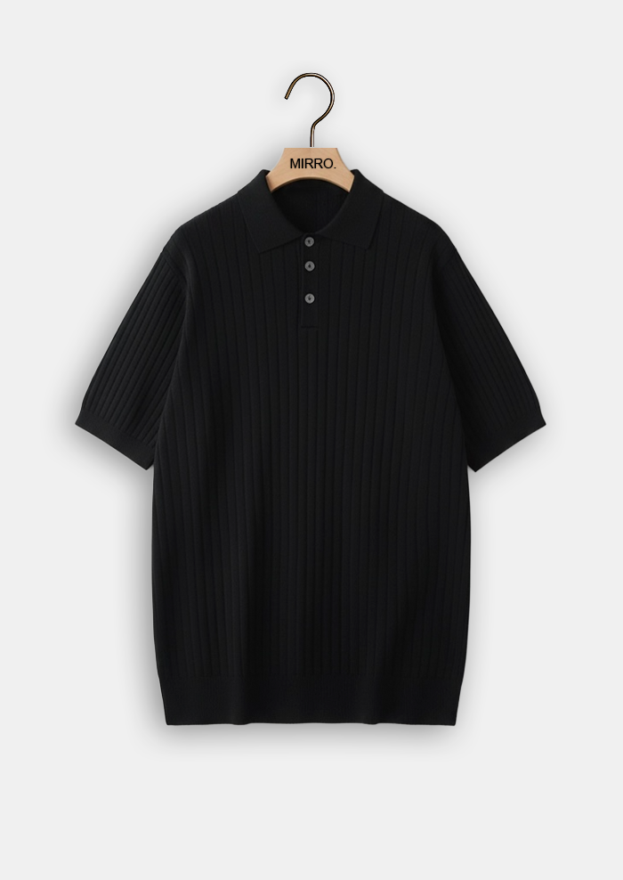 Ribbed Knit Polo