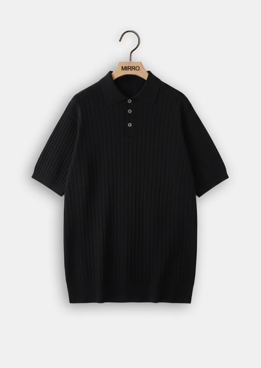 Ribbed Knit Polo