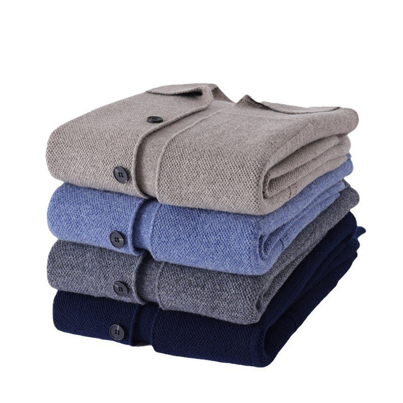 Sweater Men's Lapel Cardigan Pocket