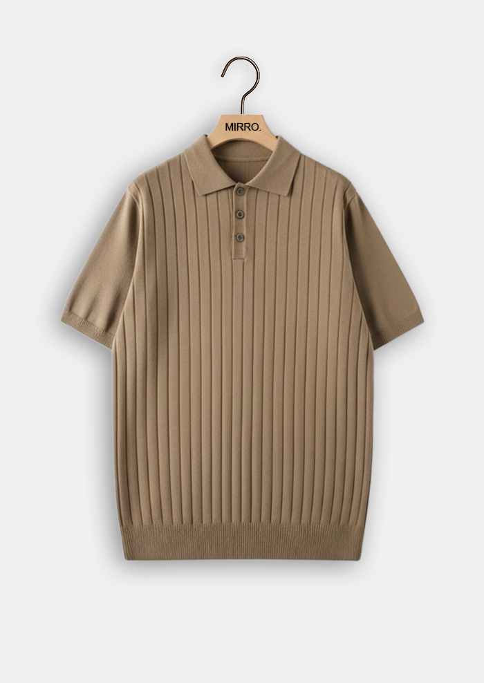 Ribbed Knit Polo