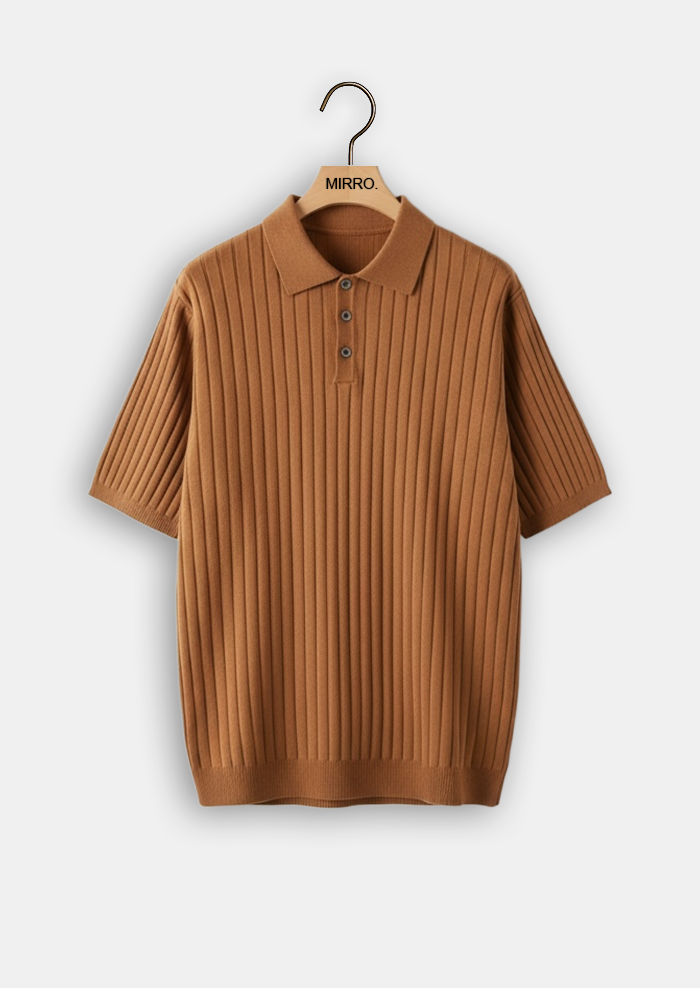Ribbed Knit Polo