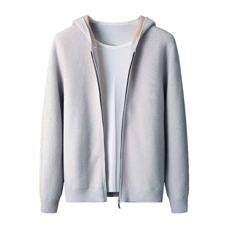 Autumn And Winter Men's Cashmere Thickened Half-high Collar Zipper Cardigan Sweater