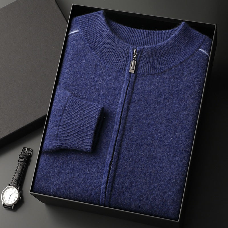 Men's Cashmere Sweater Thick Heavy Half Turtleneck Zipper