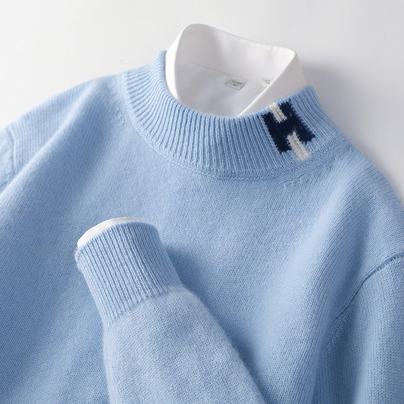 Jacquard Sweater Casual Trendy Knit Oversized Wool Base Shirt