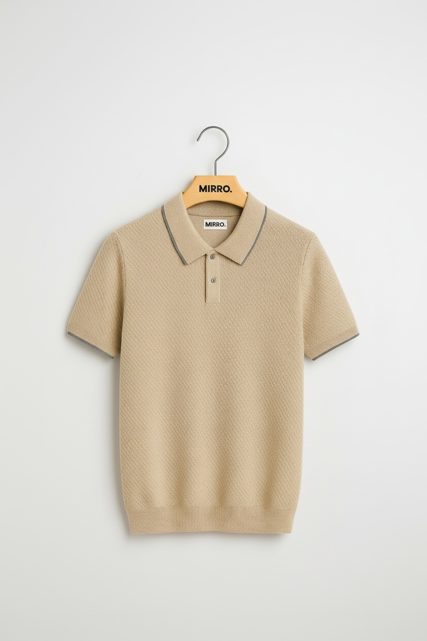 Men's Cashmere Sweater Lapel Pullover Shirt Collar Solid Color Wool Knitted With Short Sleeves