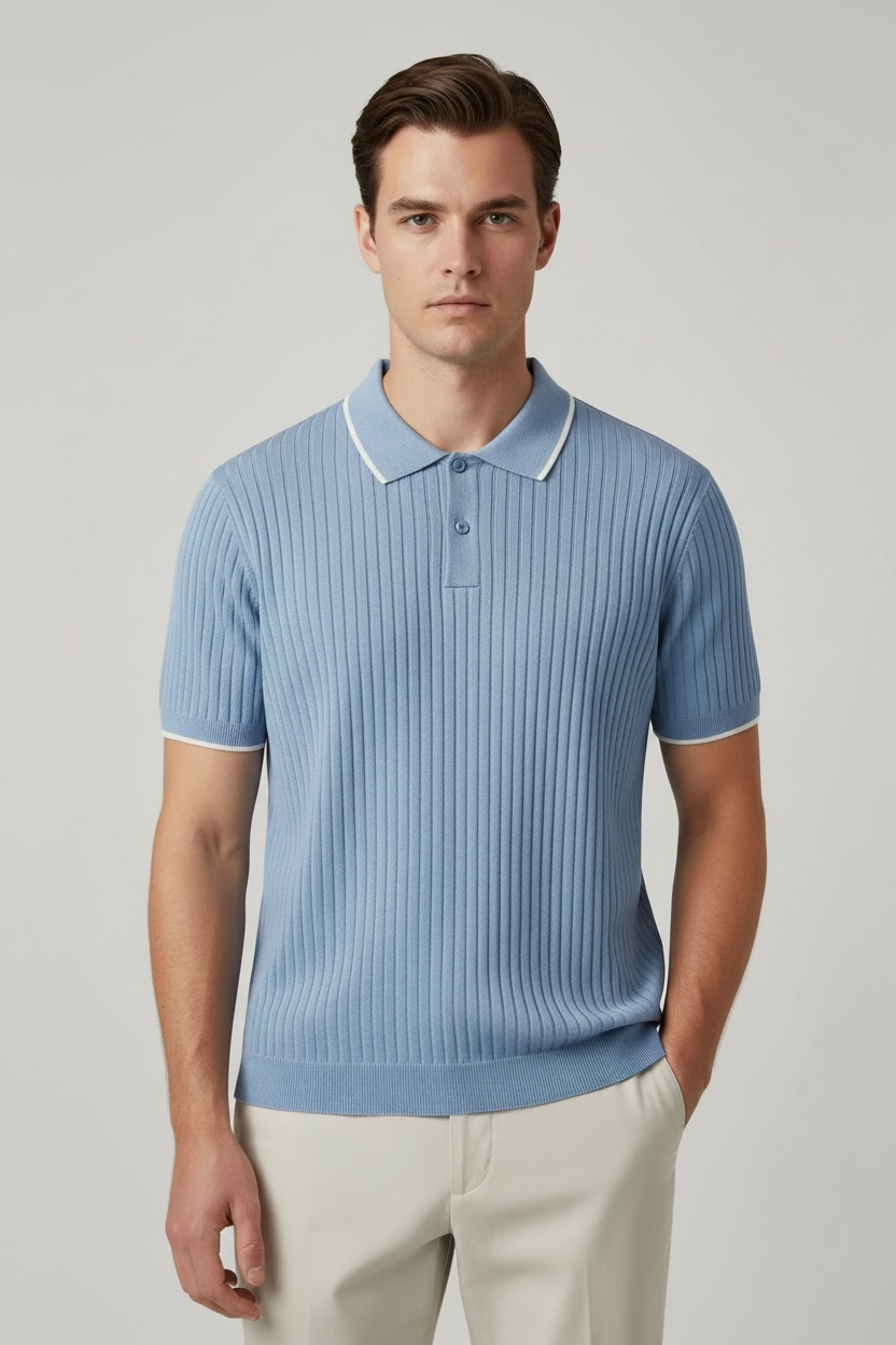 Fashion Men's Polo Shirt V-neck Business T-shirt