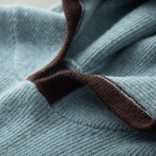 Men's Loose Ingot Needle Contrast Color Cashmere Sweater