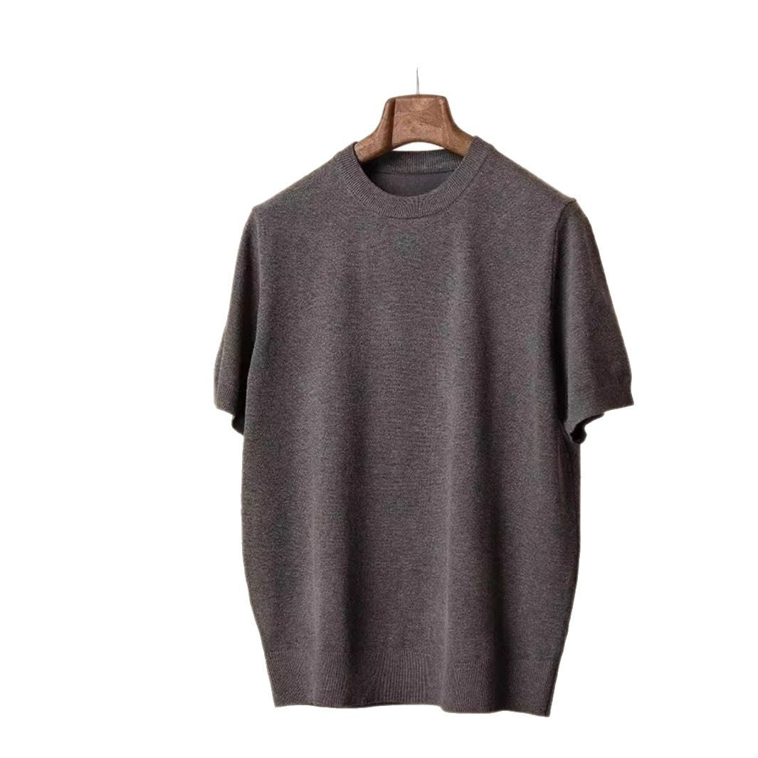 Round Neck Short Sleeve Knitted T-shirt
