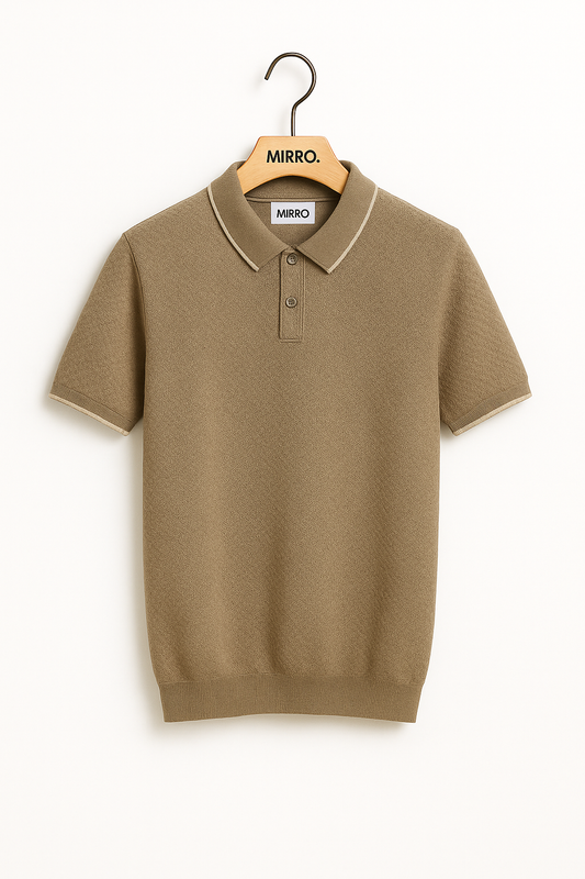 Men's Cashmere Sweater Lapel Pullover Shirt Collar Solid Color Wool Knitted With Short Sleeves