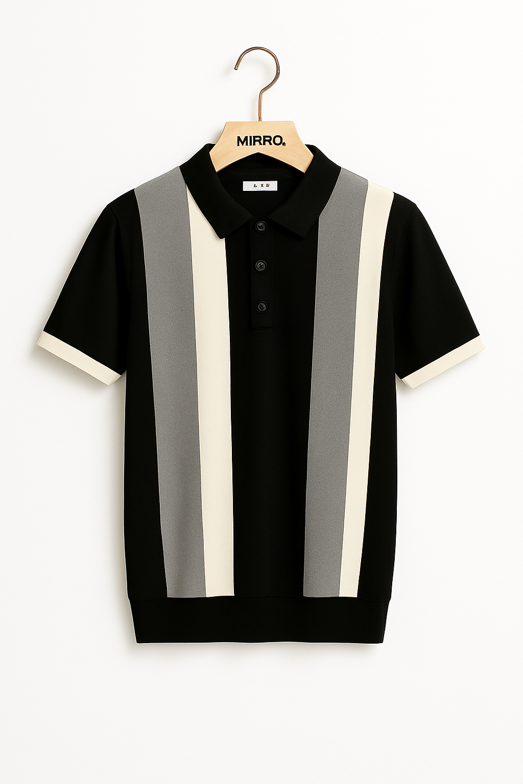 Short Sleeve Men's Vintage Stripe Personality Zipper Half Sleeve