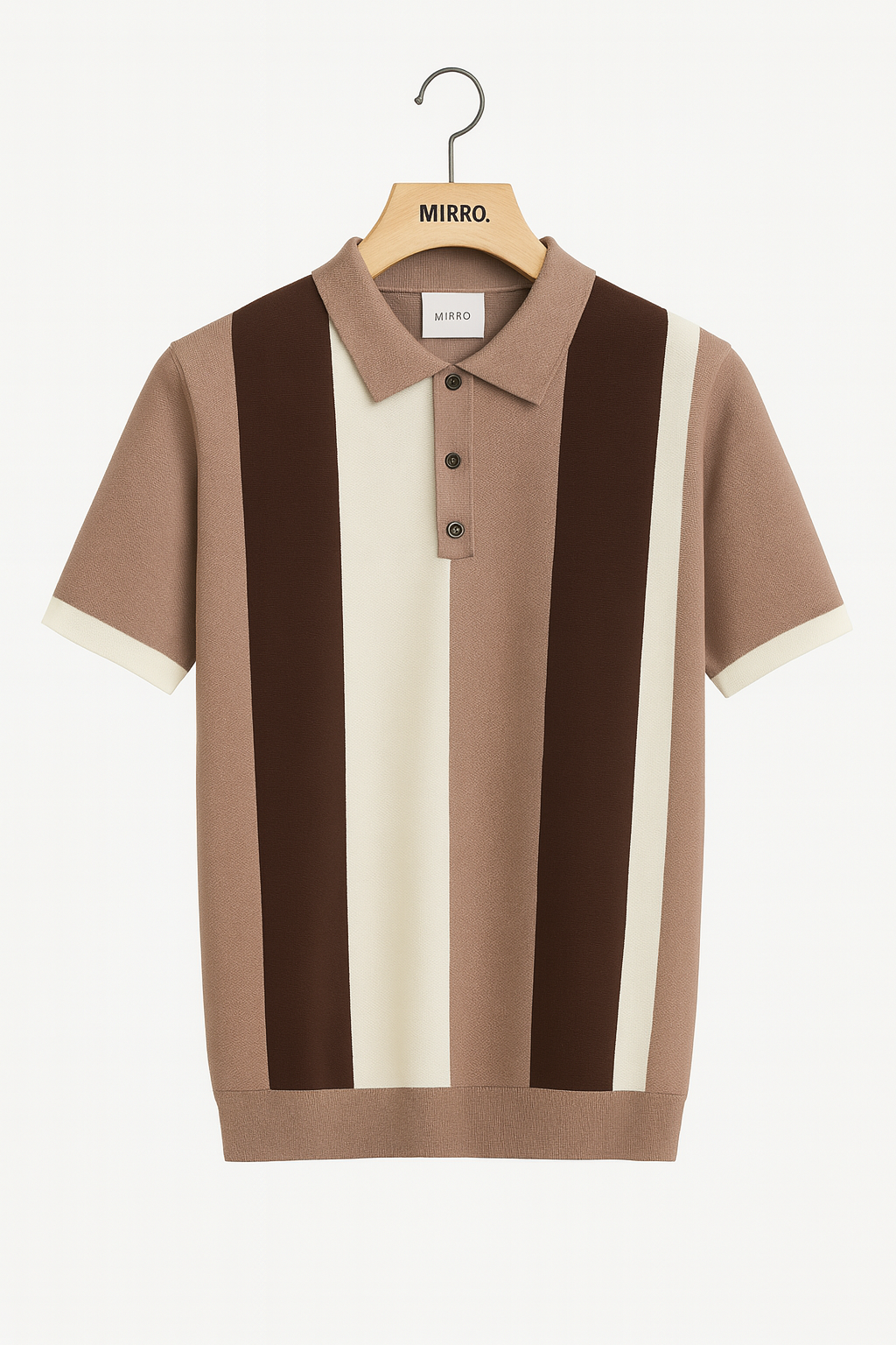 Short Sleeve Men's Vintage Stripe Personality Zipper Half Sleeve