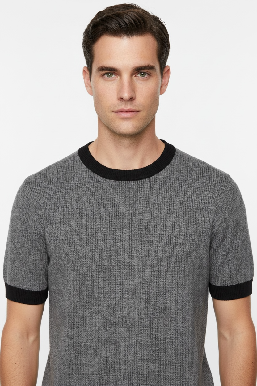 Summer Colored Rib Light Luxury T-shirt