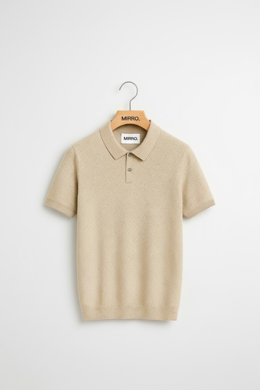 Men's Cashmere Sweater Lapel Pullover Shirt Collar Solid Color Wool Knitted With Short Sleeves