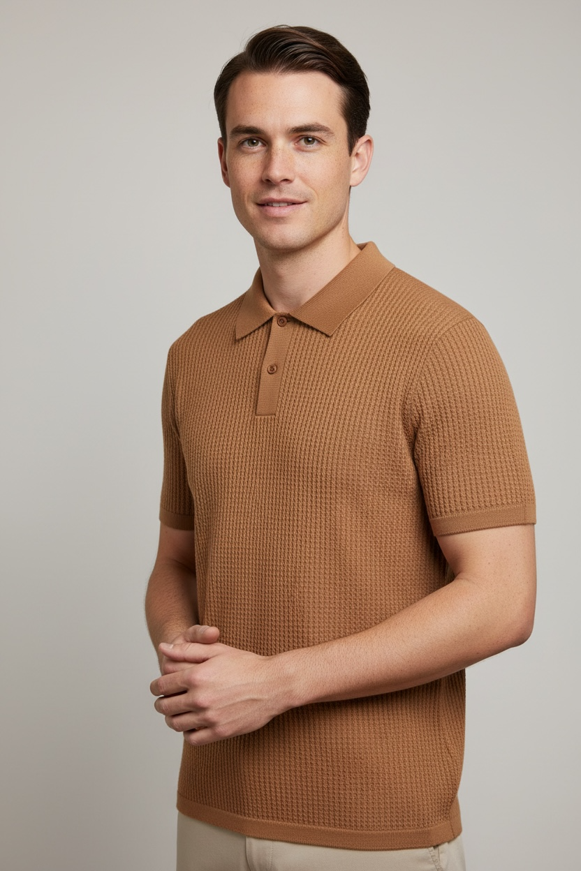 Men's Casual Solid Color Wool Knitted Half Sleeve