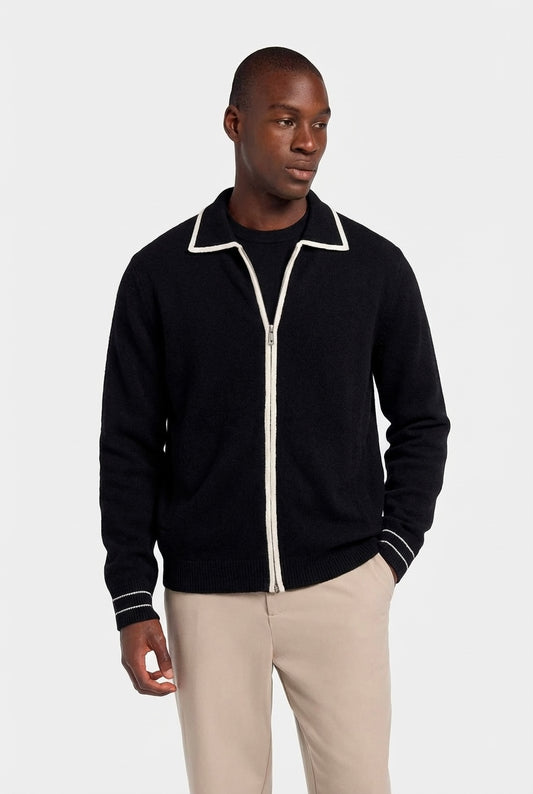Contrast Zip Cardigan