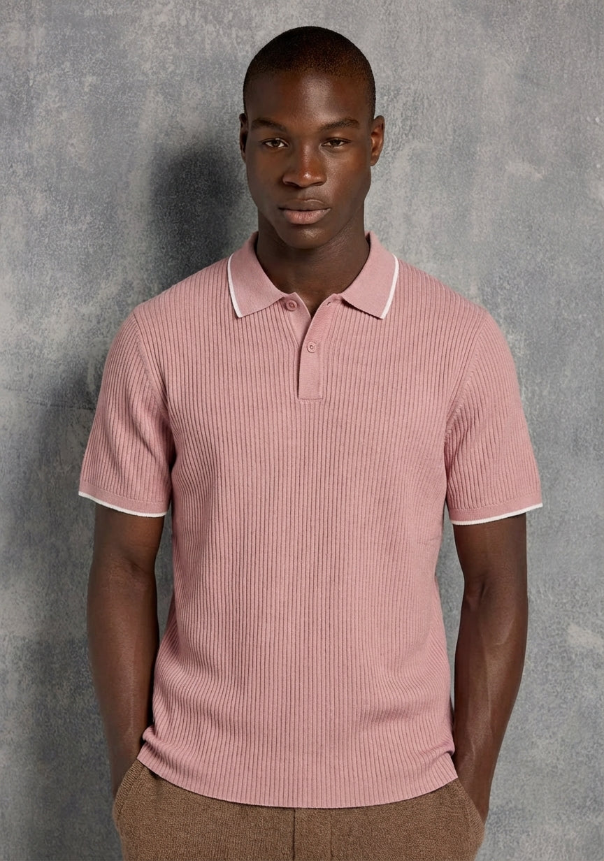 Contrast Collar Knit Polo