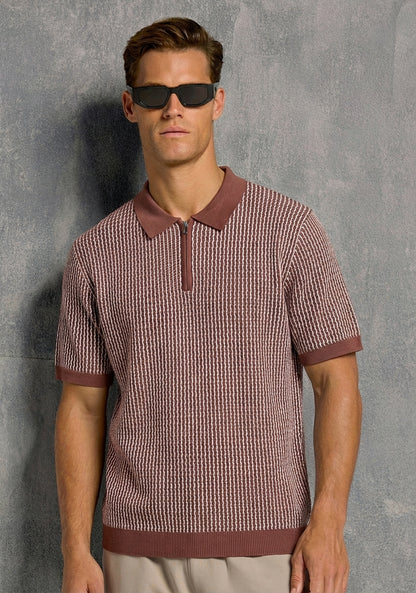 Geometric Zip Polo