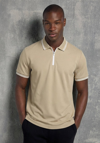 Zip Polo with Contrast Trim