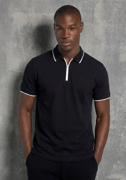 Zip Polo with Contrast Trim