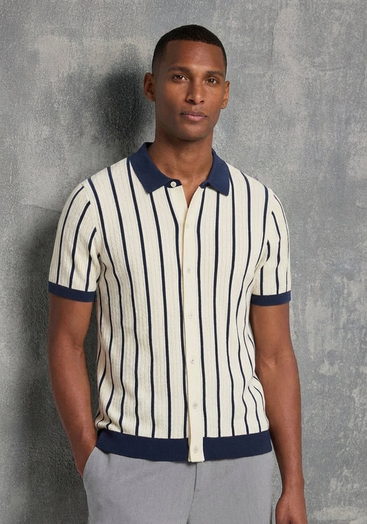 Contrast Stripe Knit Polo