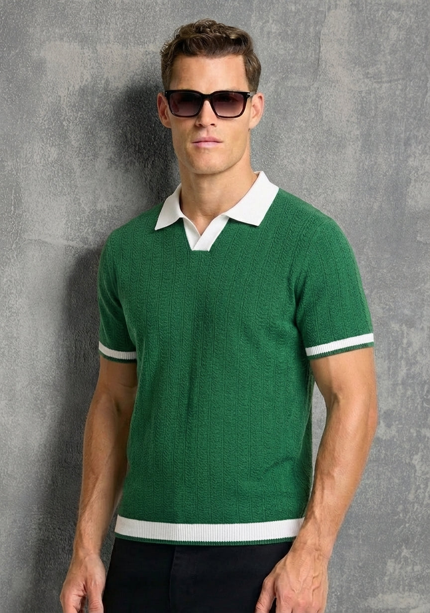Contrast Textured Polo