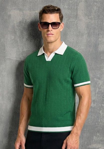 Contrast Textured Polo