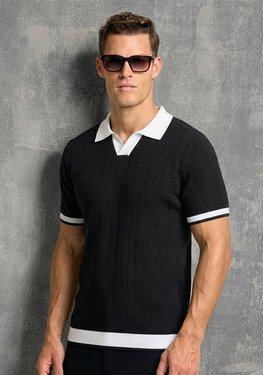 Contrast Textured Polo