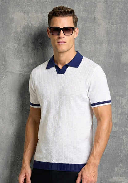 Contrast Textured Polo