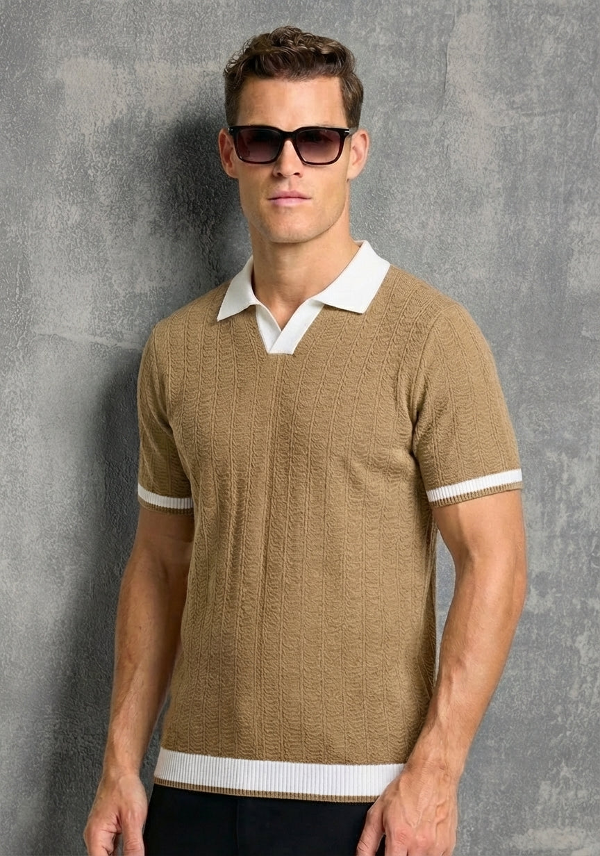 Contrast Textured Polo