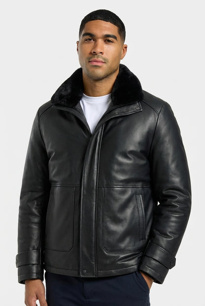 Fur Collar Leather Jacket