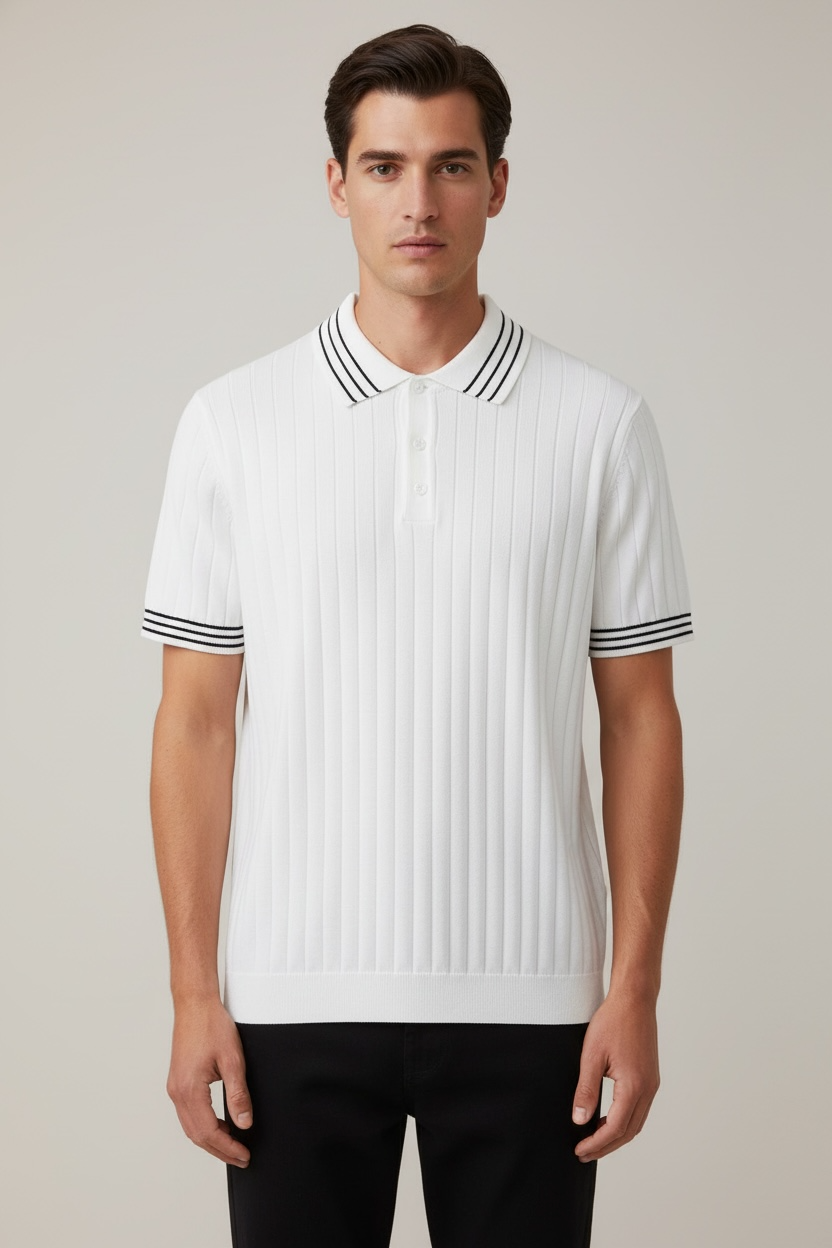 Men's Ice Silk Short Sleeve Thin Lapels Polo Sweater