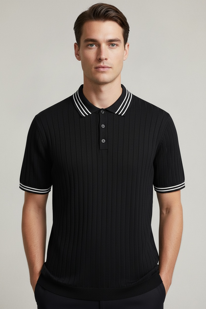 Men's Ice Silk Short Sleeve Thin Lapels Polo Sweater