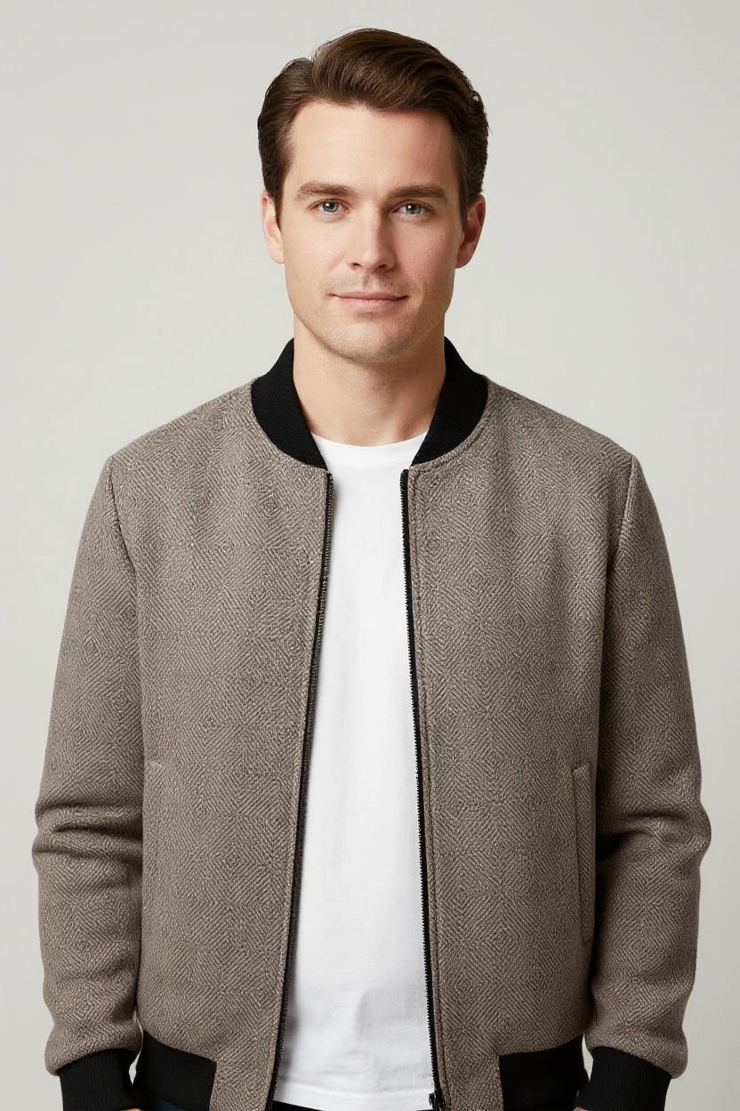 Business Casual Cotton And Thickening Stand Collar Zipper Woolen Jacket