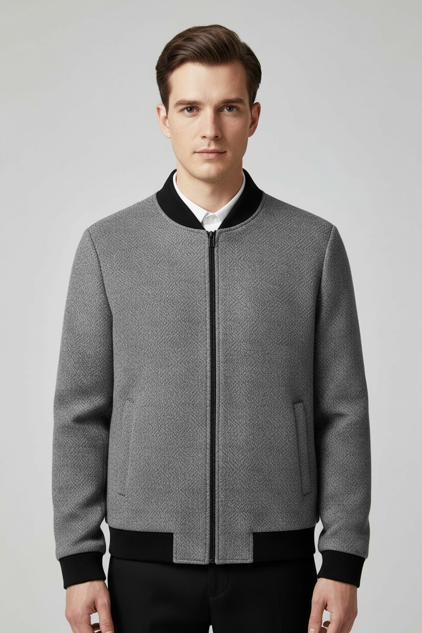 Business Casual Cotton And Thickening Stand Collar Zipper Woolen Jacket