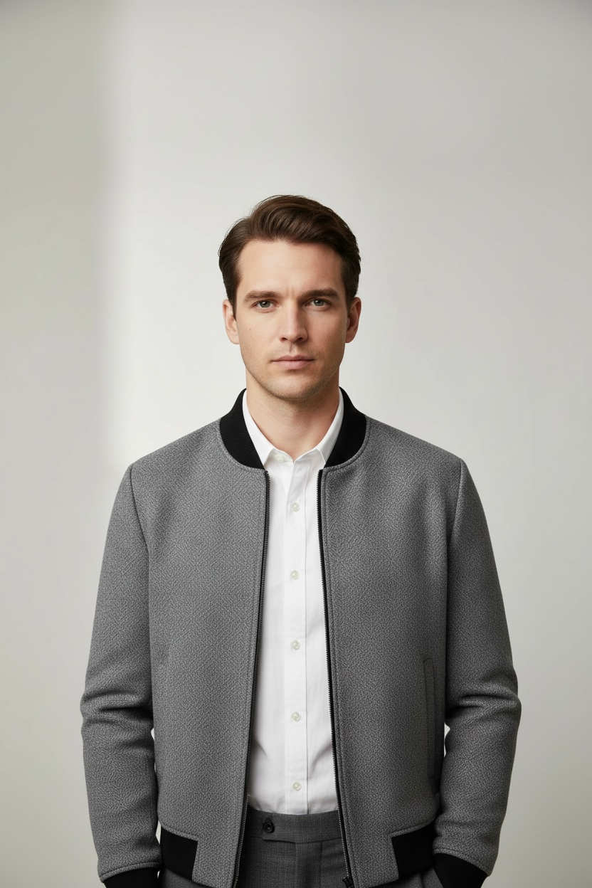 Business Casual Cotton And Thickening Stand Collar Zipper Woolen Jacket