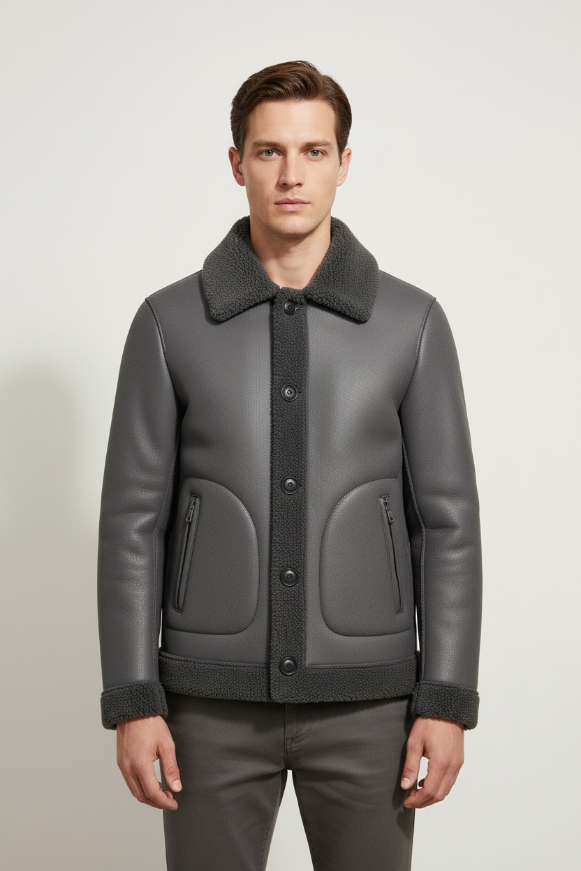 Double-sided Fleece Men's Lambswool Wool Coat Jacket