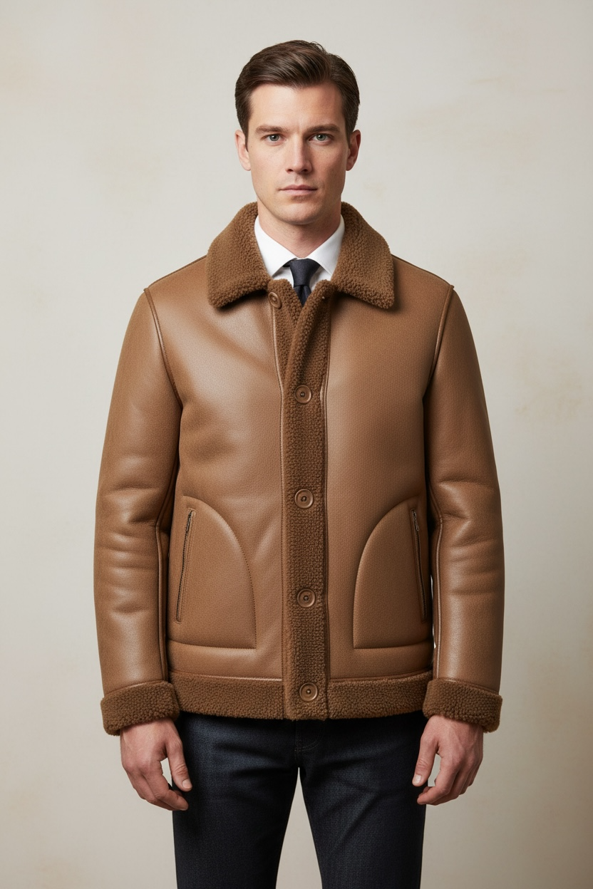 Double-sided Fleece Men's Lambswool Wool Coat Jacket