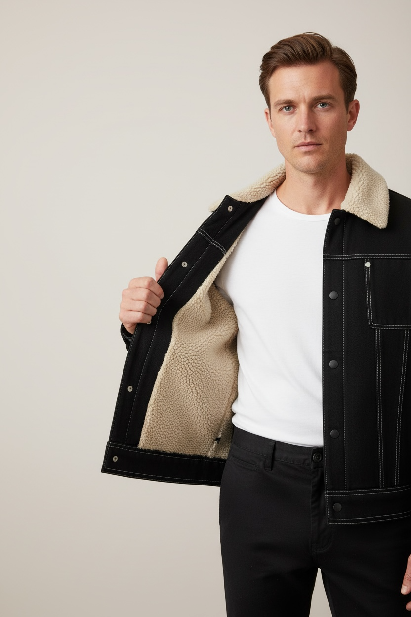 Suede Fabric Jacket Men's Short Autumn And Winter Thickened Work Clothes